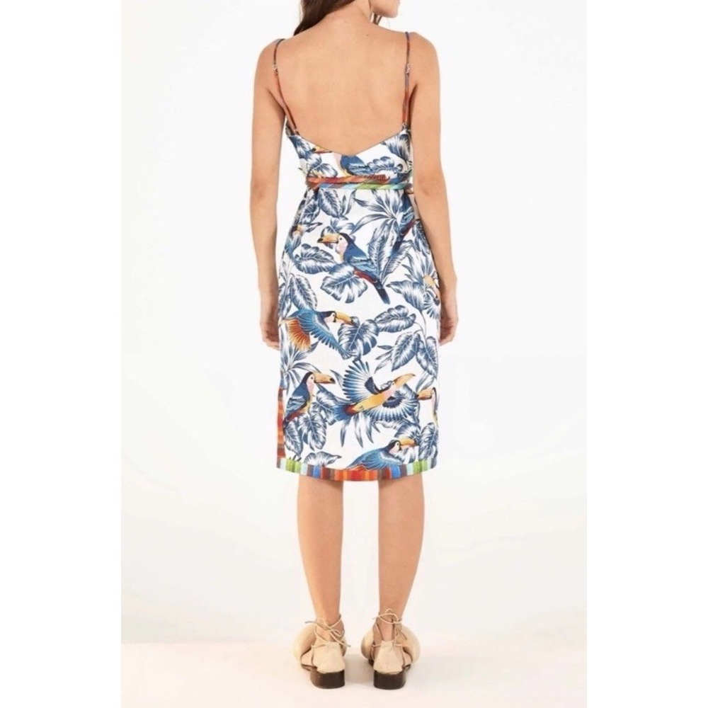 NWT Farm Rio Flying Toucans Tropical Print Open Back Midi Dress XS (0-2) Summer - Picture 4 of 7
